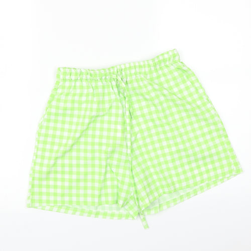 Boohoo Womens Green Check   Sleep Shorts Size 10
