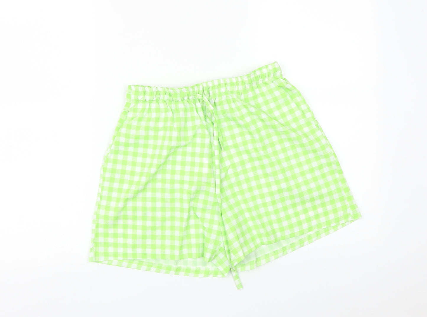 Boohoo Womens Green Check   Sleep Shorts Size 10