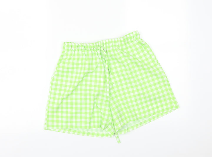 Boohoo Womens Green Check   Sleep Shorts Size 10