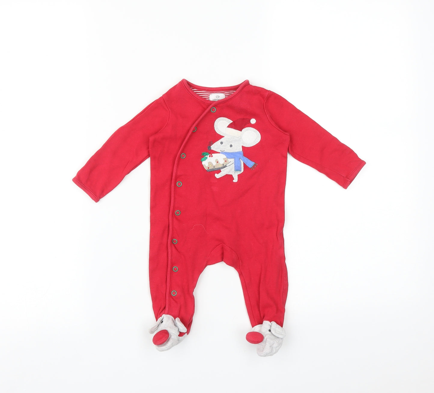 John Lewis Baby Red    Bodysuit Size 0-3 Months  - CHRISTMAS