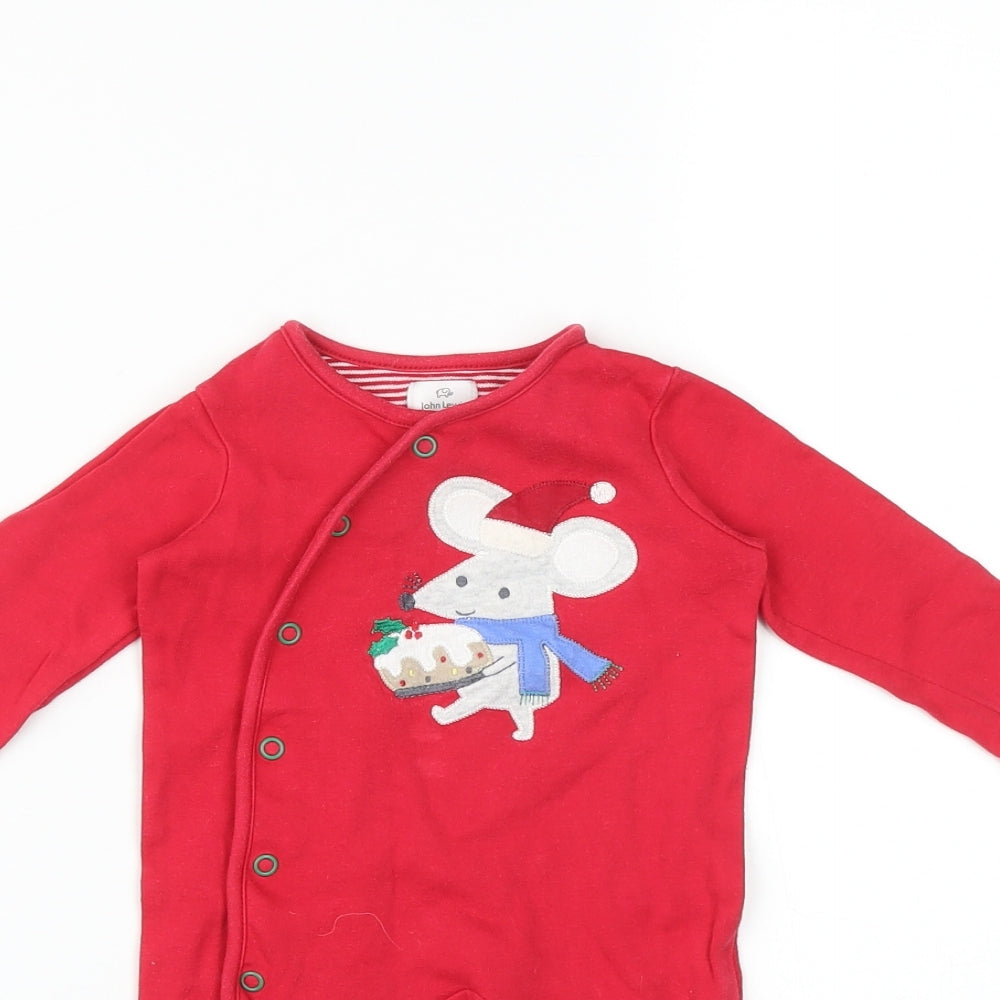 John Lewis Baby Red    Bodysuit Size 0-3 Months  - CHRISTMAS