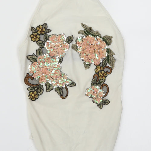 PRETTYLITTLETHING Womens White Floral  Bodysuit One-Piece Size 4