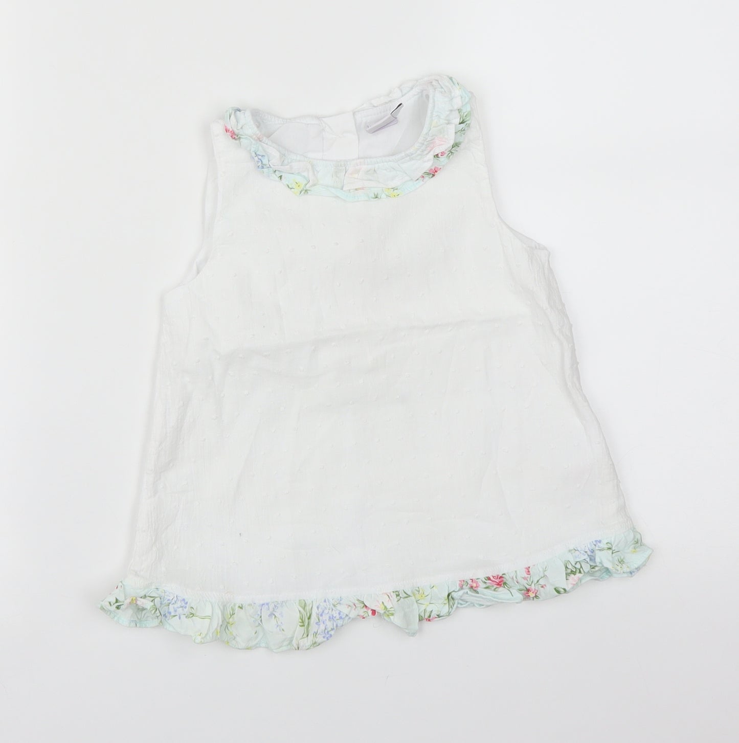 Mini Club Girls White Floral  Basic T-Shirt Size 4-5 Years