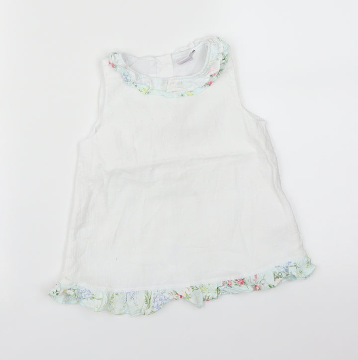 Mini Club Girls White Floral Basic T-Shirt Size 4-5 Years
