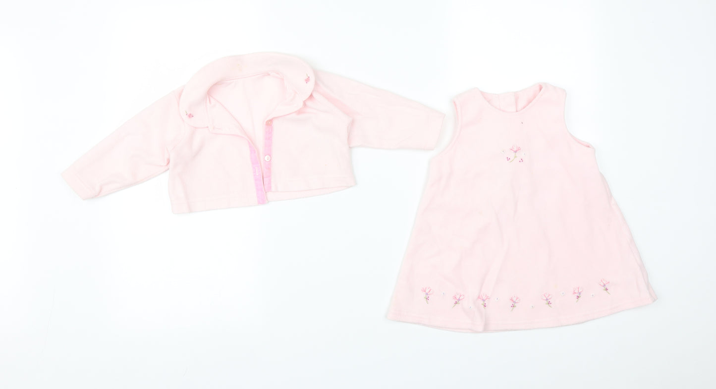 M&S Girls Pink Floral  A-Line  Size 6-9 Months