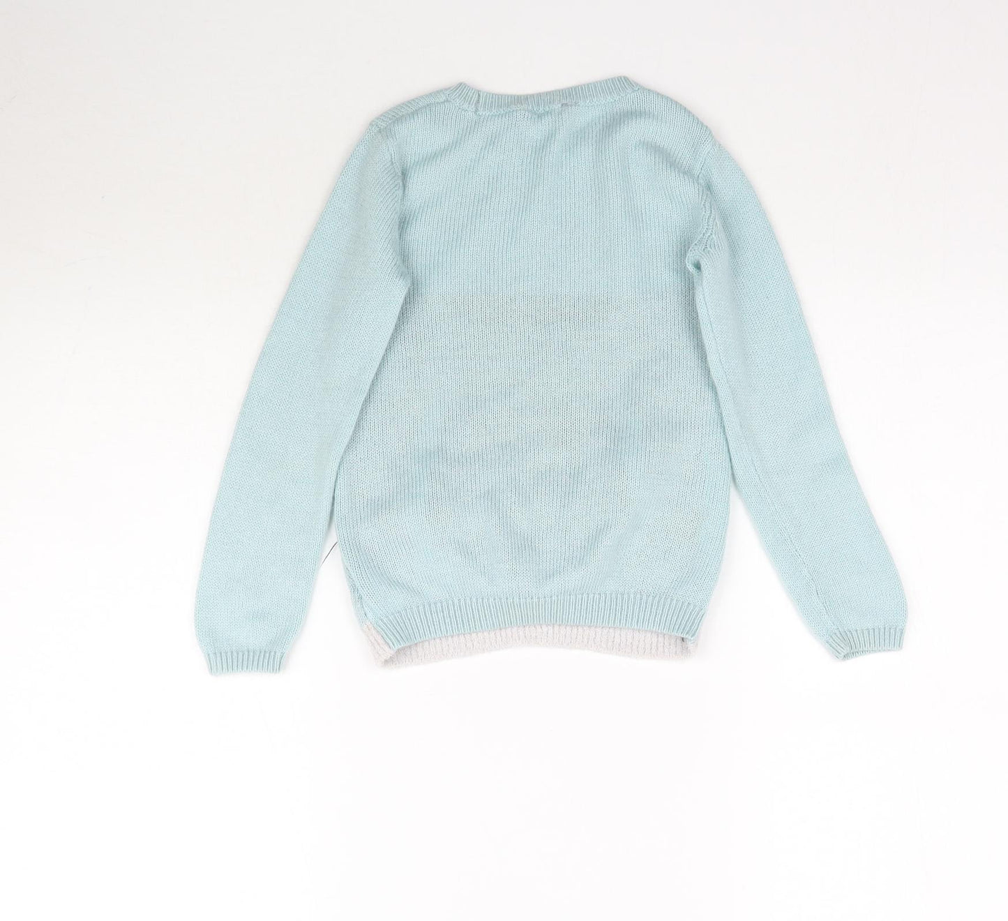 George Girls Blue  Knit Pullover Jumper Size 5-6 Years  - Penguin Christmas