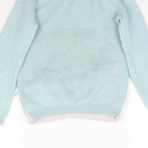 George Girls Blue  Knit Pullover Jumper Size 5-6 Years  - Penguin Christmas