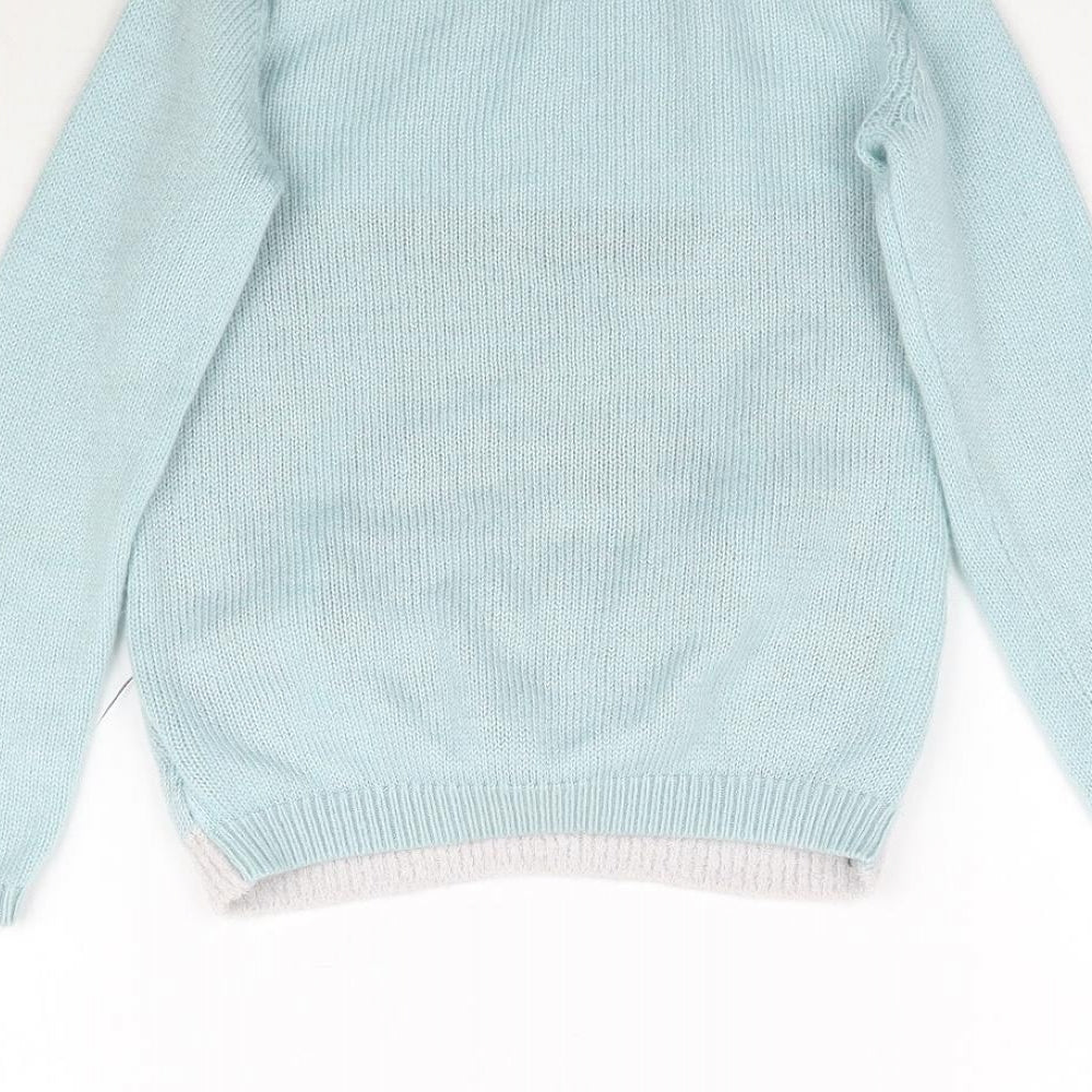 George Girls Blue  Knit Pullover Jumper Size 5-6 Years  - Penguin Christmas
