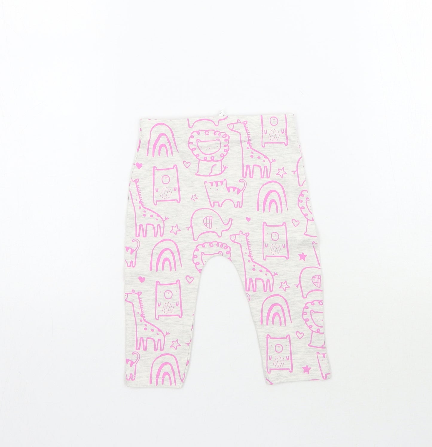George Girls Grey   Jogger Leggings Size 3-6 Months  - Zoo Animals