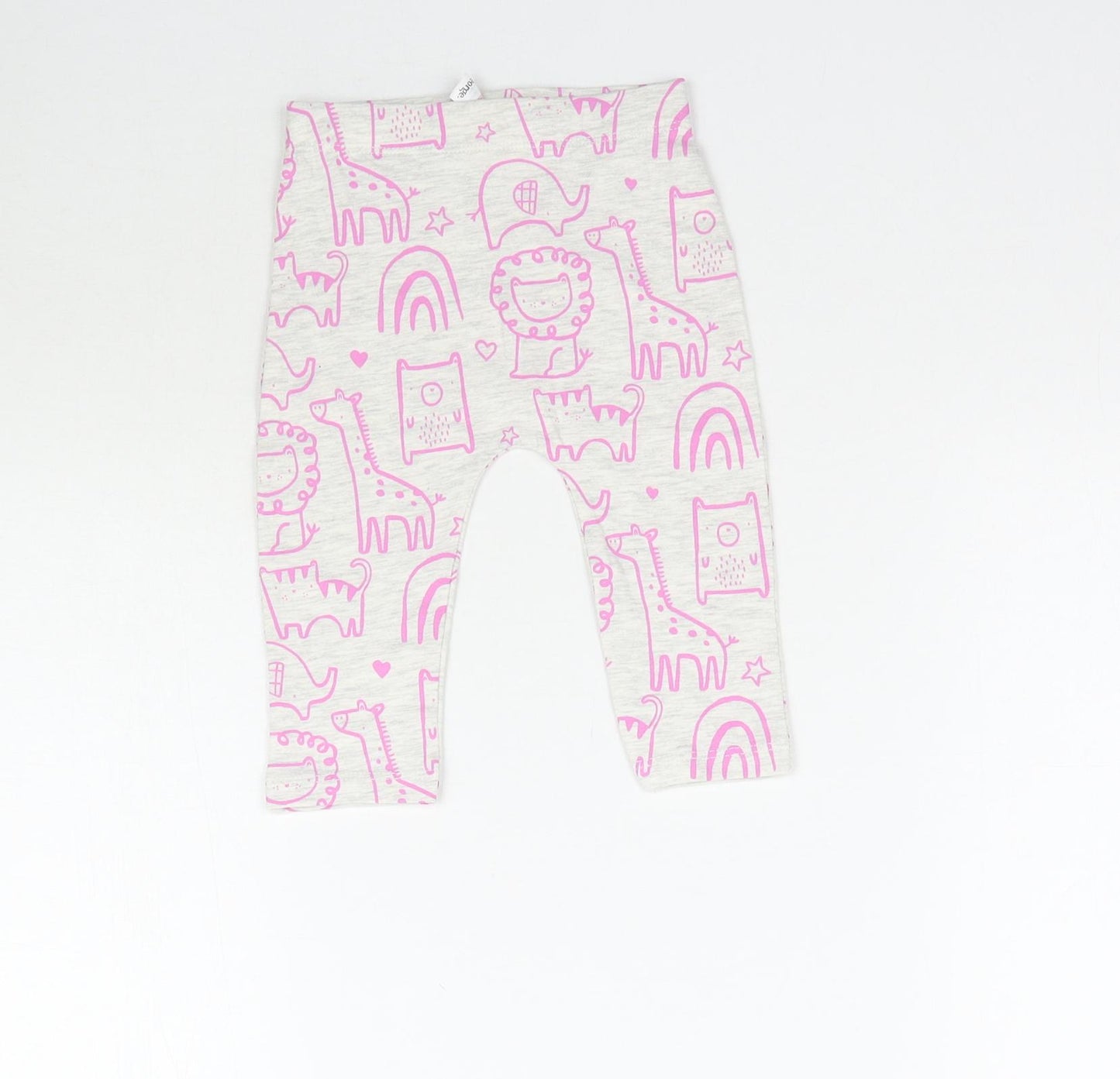 George Girls Grey   Jogger Leggings Size 3-6 Months  - Zoo Animals