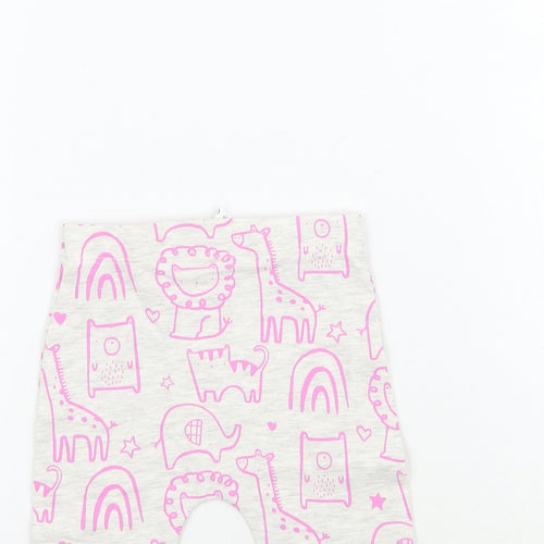 George Girls Grey   Jogger Leggings Size 3-6 Months  - Zoo Animals