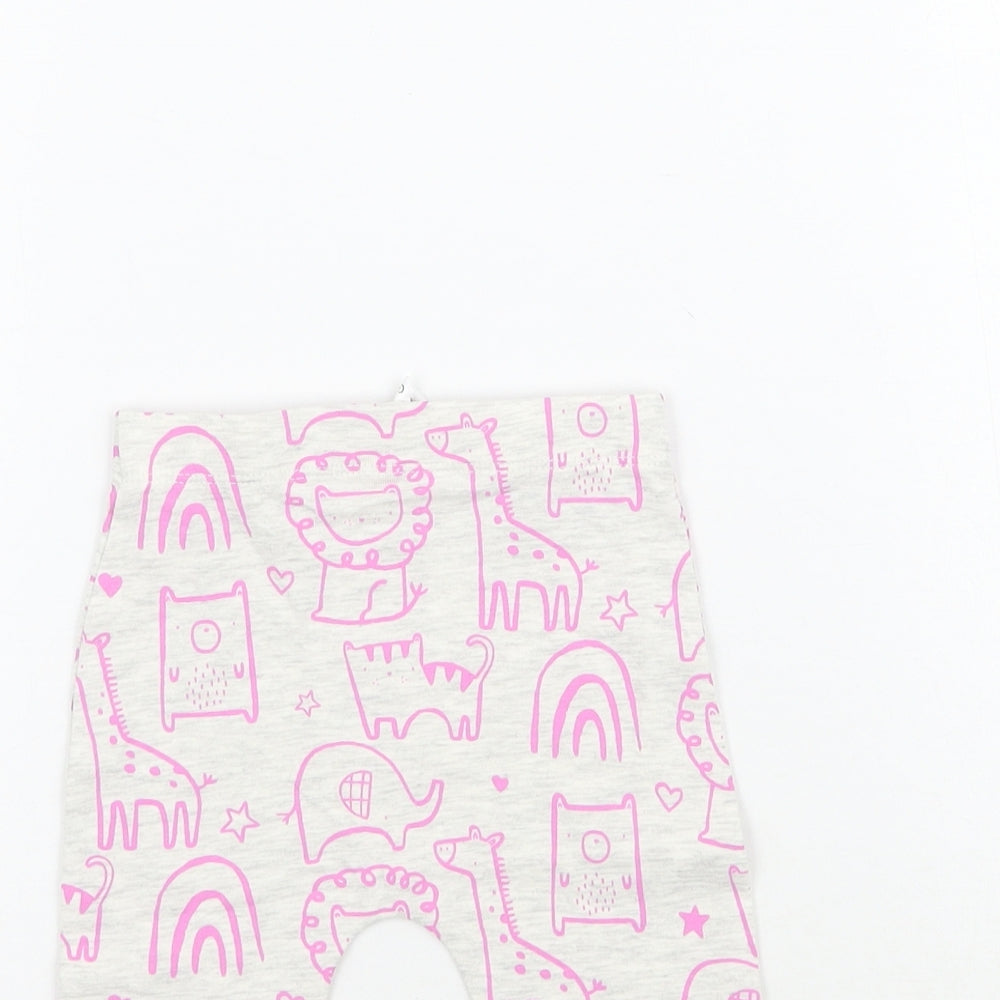 George Girls Grey   Jogger Leggings Size 3-6 Months  - Zoo Animals