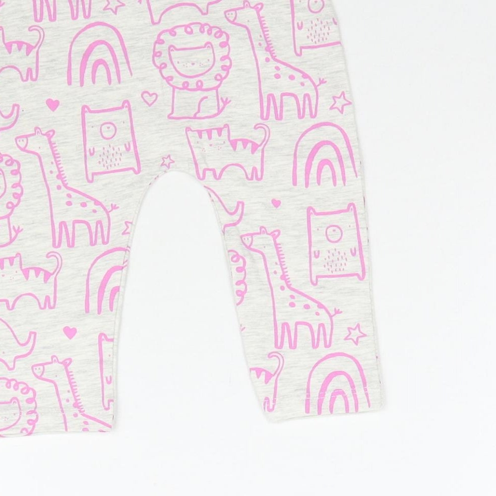 George Girls Grey   Jogger Leggings Size 3-6 Months  - Zoo Animals