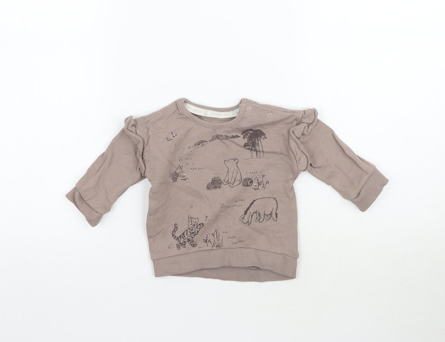 George Girls Brown   Basic T-Shirt Size 3-6 Months  - Winnie The Pooh