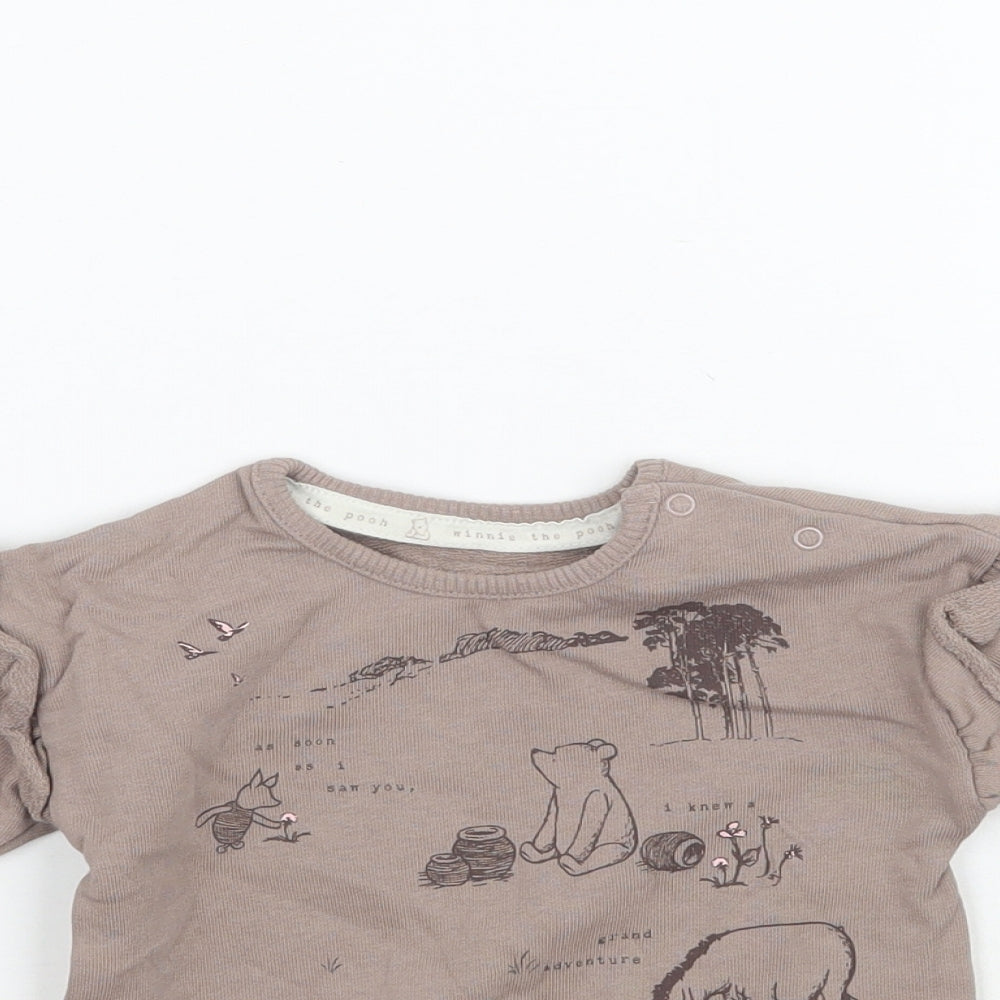George Girls Brown   Basic T-Shirt Size 3-6 Months  - Winnie The Pooh