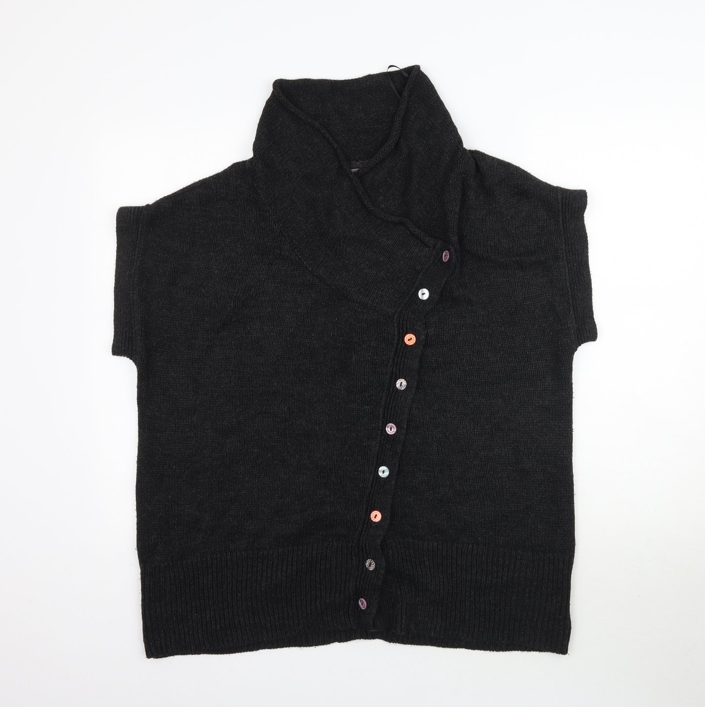 Marks and Spencer Womens Black  Knit Cardigan Jumper Size L  - Asymmetric buttons
