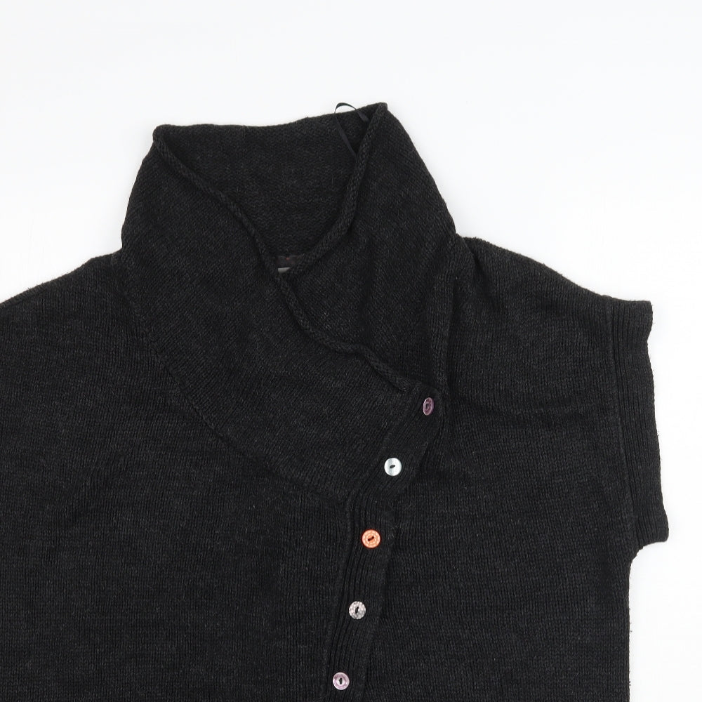 Marks and Spencer Womens Black  Knit Cardigan Jumper Size L  - Asymmetric buttons