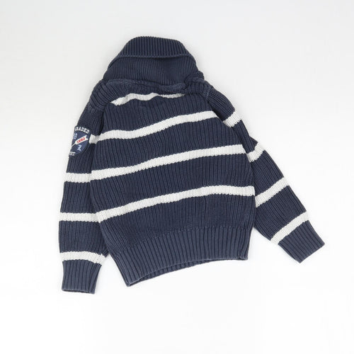 H&M Boys Blue Striped Knit Pullover Jumper Size 5-6 Years