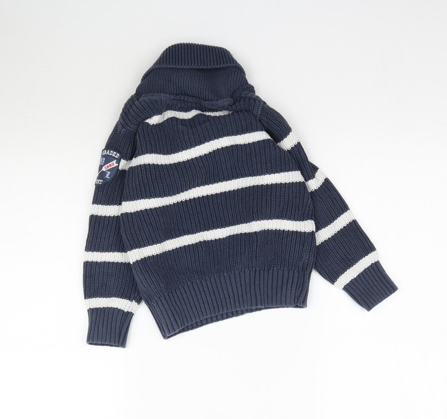 H&M Boys Blue Striped Knit Pullover Jumper Size 5-6 Years