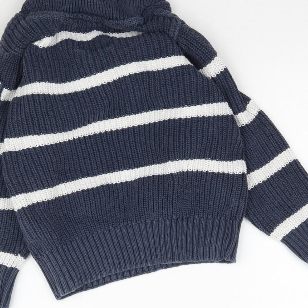 H&M Boys Blue Striped Knit Pullover Jumper Size 5-6 Years