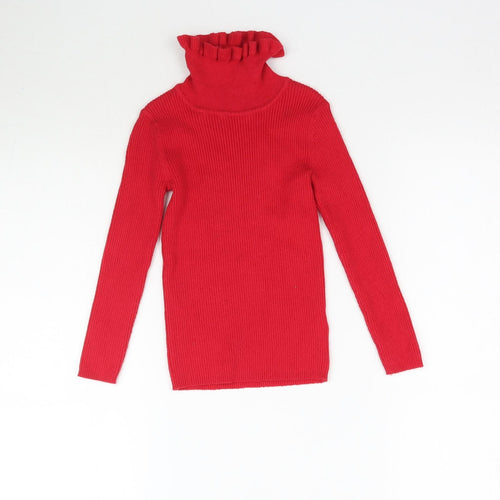 George Girls Red Batik Knit Pullover Jumper Size 3-4 Years  - Lettuce edge