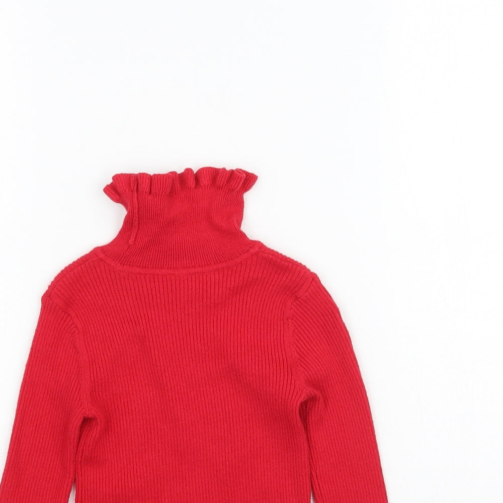 George Girls Red Batik Knit Pullover Jumper Size 3-4 Years  - Lettuce edge
