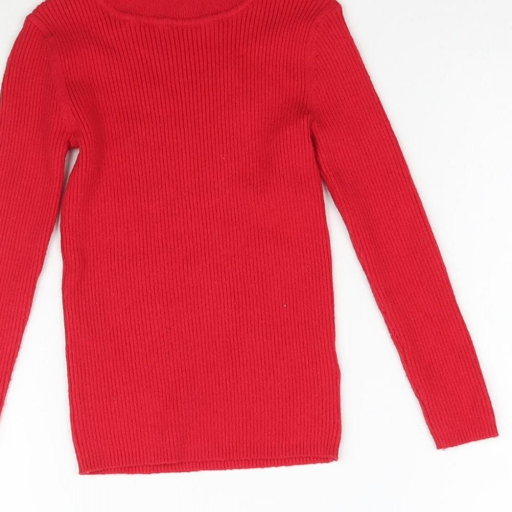George Girls Red Batik Knit Pullover Jumper Size 3-4 Years  - Lettuce edge