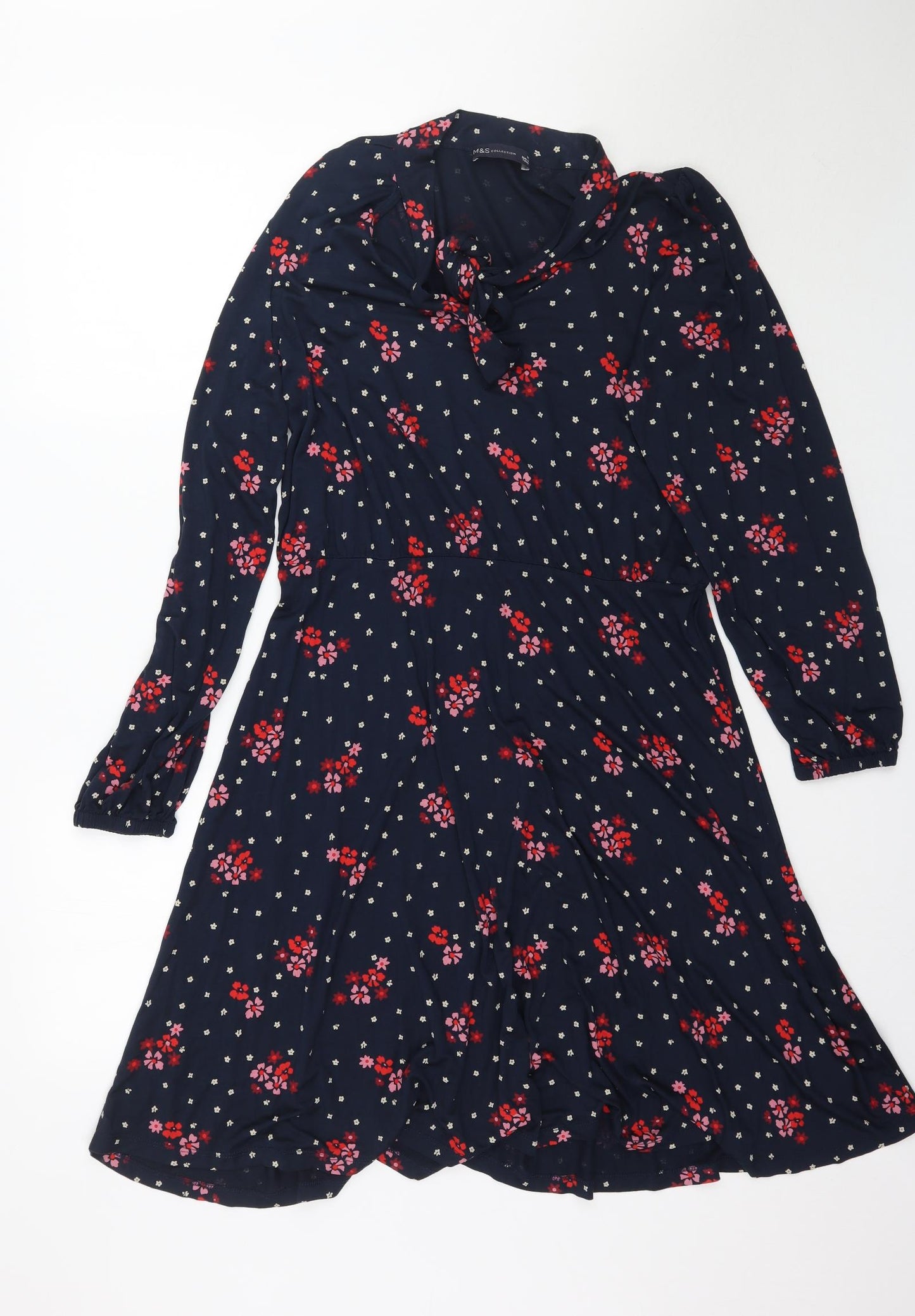 Marks and Spencer Womens Blue Floral  Fit & Flare  Size 16