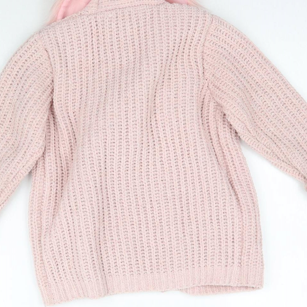 George Girls Pink  Knit Cape Jumper Size 4-5 Years  - Faux fur Collar