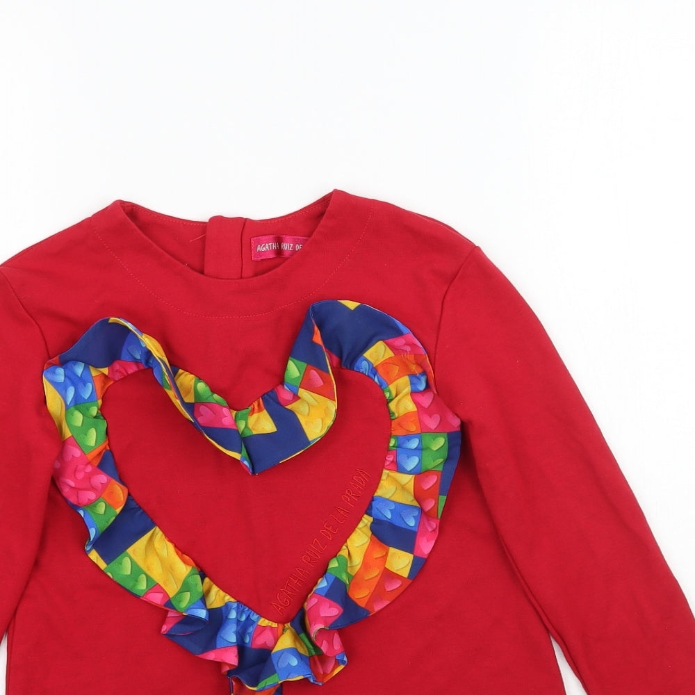 Agatha Ruiz De La Prada Girls Red   A-Line  Size 6 Years  - Love heart