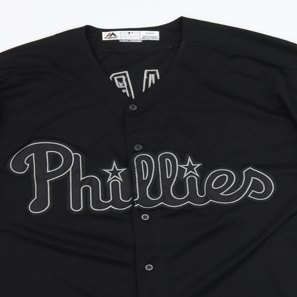 Majestic Mens Black    T-Shirt Size XL  - Phillies