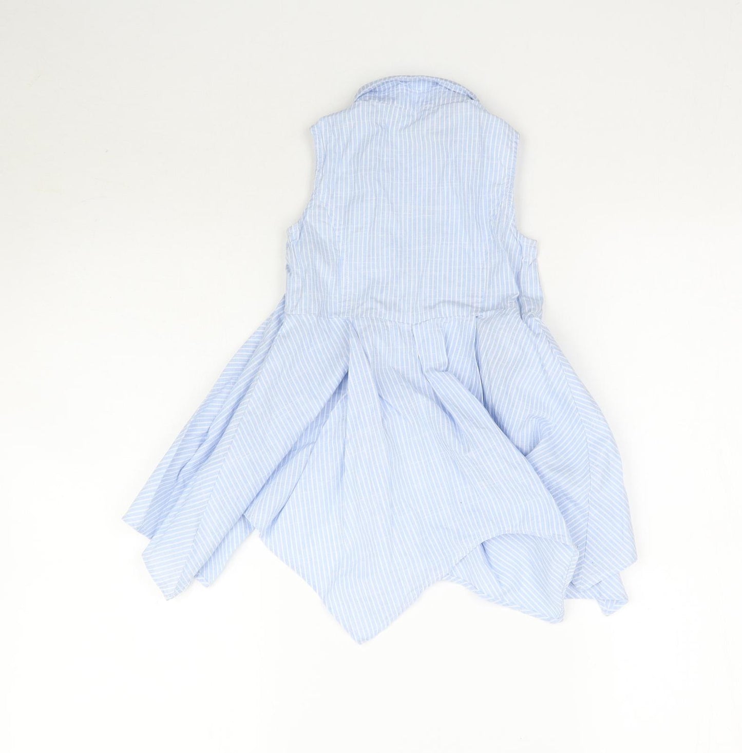 Fun & Fun Girls Blue Striped  Basic Button-Up Size 5 Years  - Lace & Flower details