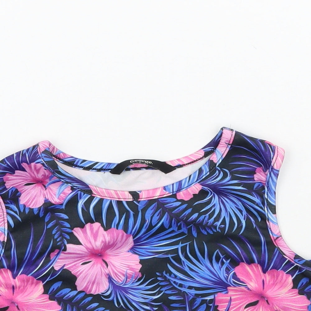 George Girls Multicoloured Floral  Basic Tank Size 4-5 Years  - Swimming top