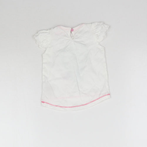 Lullaby Girls White   Basic T-Shirt Size 0-3 Months  - Flower