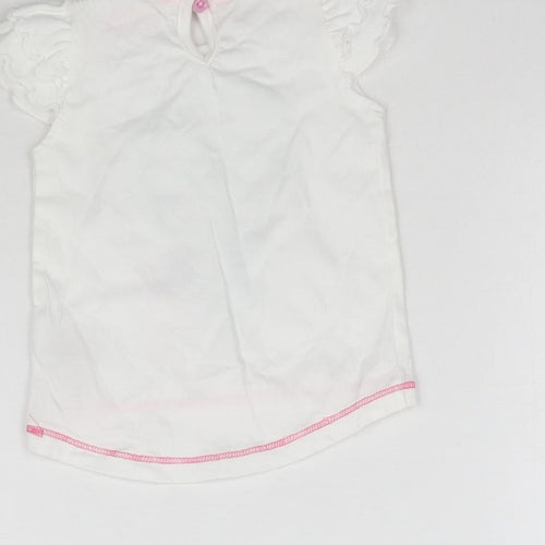 Lullaby Girls White   Basic T-Shirt Size 0-3 Months  - Flower