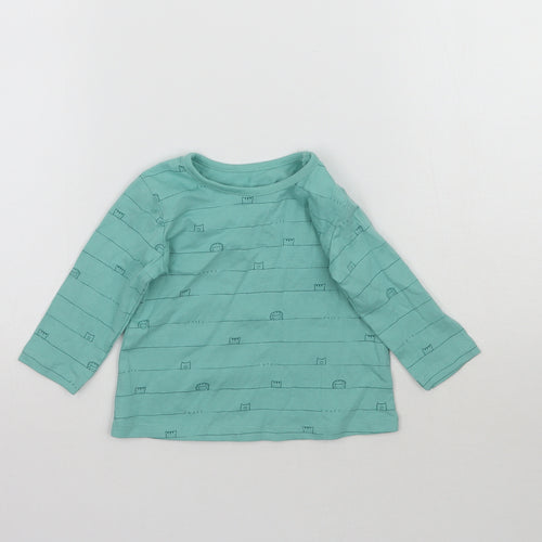 George Baby Green Striped  Basic T-Shirt Size 3-6 Months  - Animals