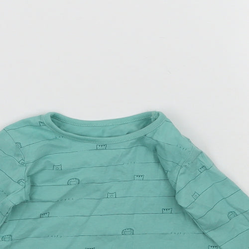 George Baby Green Striped  Basic T-Shirt Size 3-6 Months  - Animals