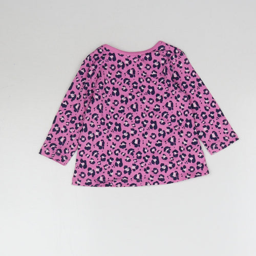 George Girls Pink Animal Print  Basic T-Shirt Size 3-6 Months  - Leopard Print