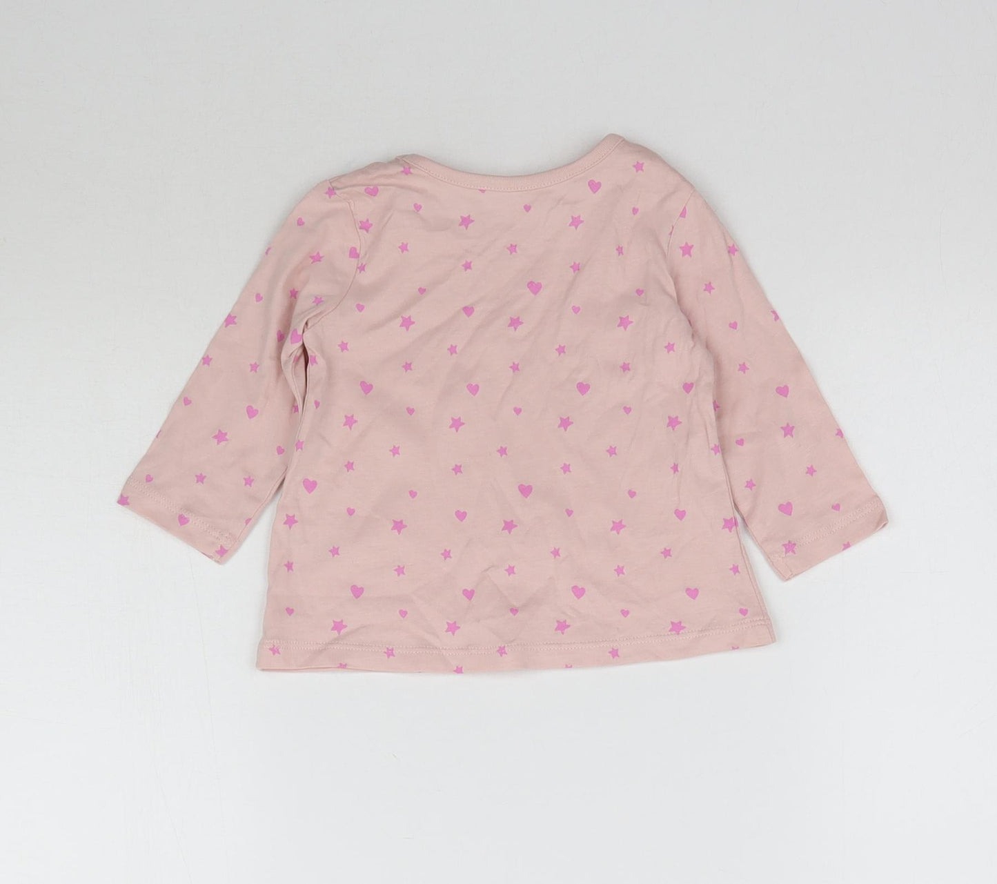 George Girls Pink   Basic T-Shirt Size 3-6 Months  - Love Hearts & Stars