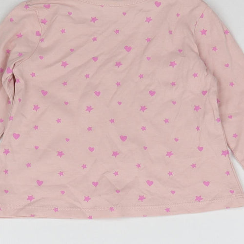 George Girls Pink   Basic T-Shirt Size 3-6 Months  - Love Hearts & Stars