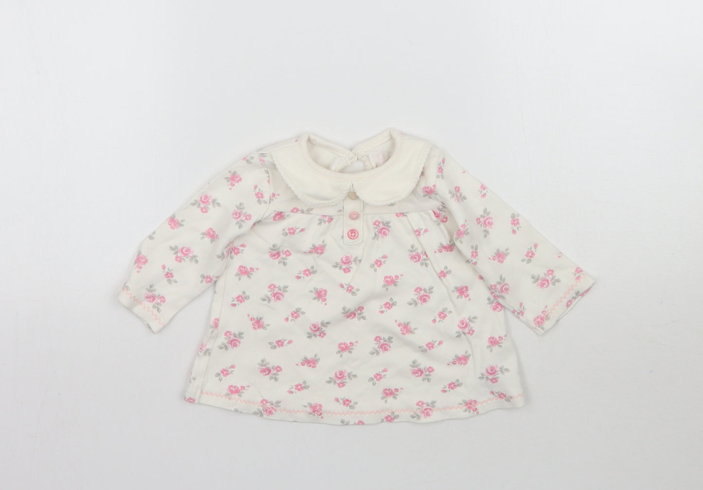 George Girls White Floral  Basic Casual Size 3-6 Months