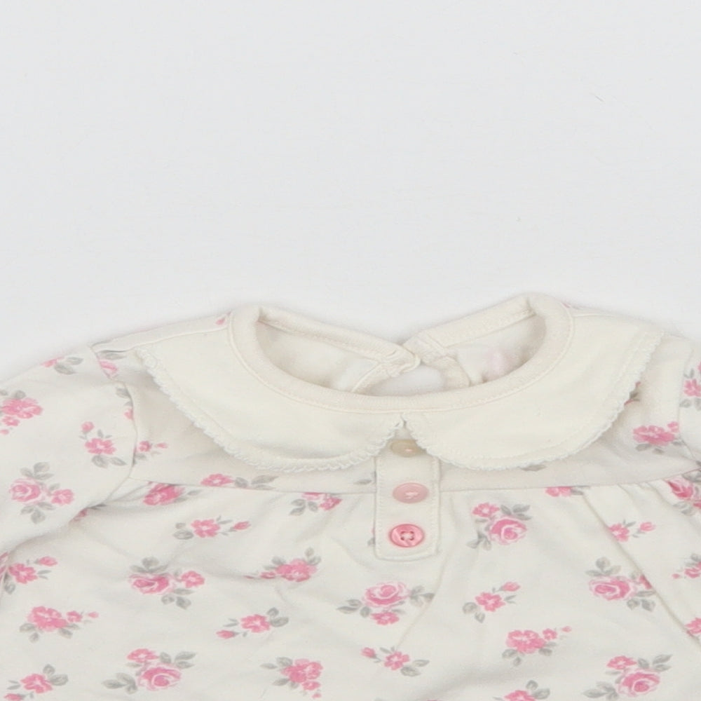 George Girls White Floral  Basic Casual Size 3-6 Months