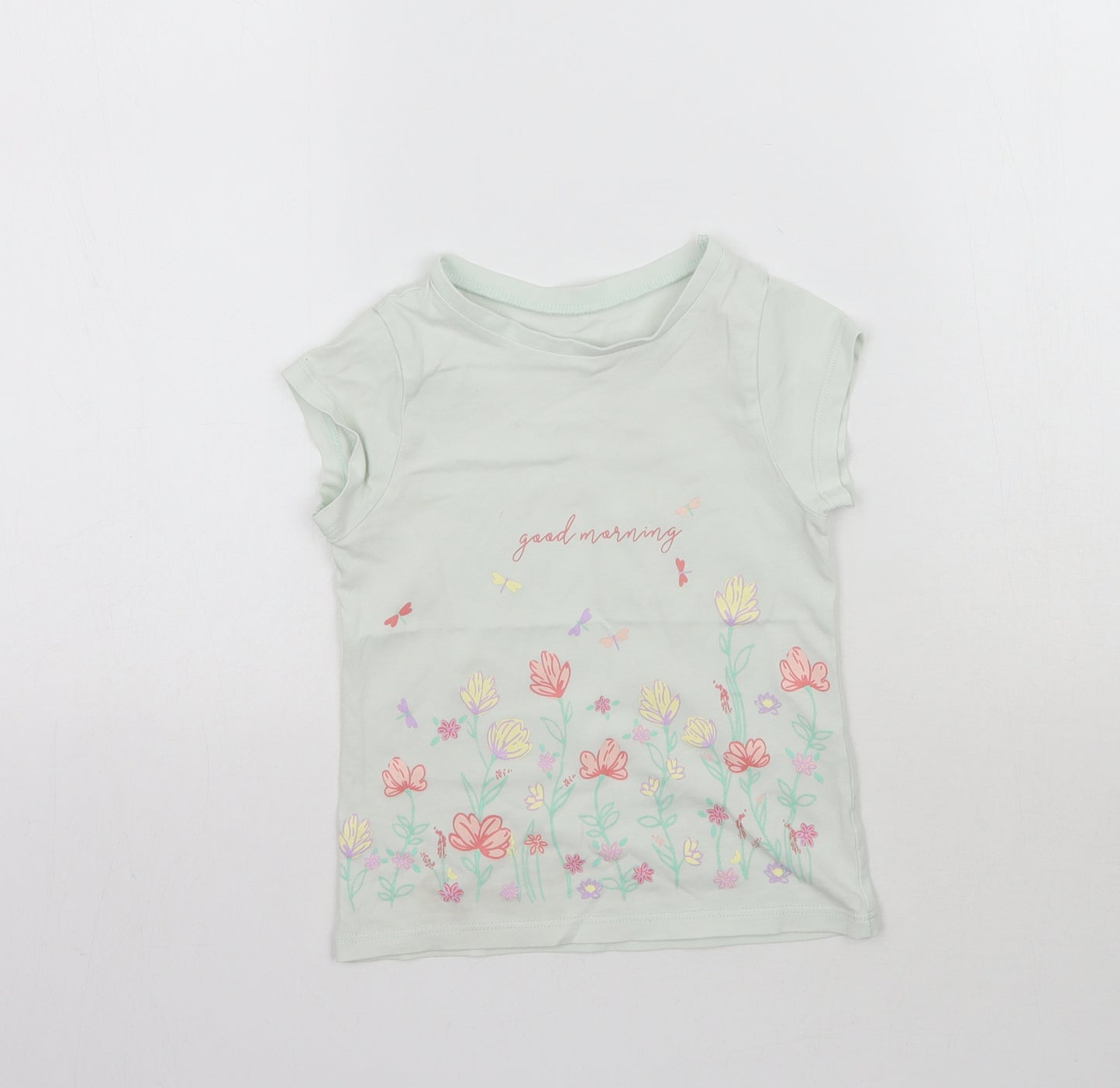 George Girls Green   Basic T-Shirt Size 2-3 Years  - Good Morning