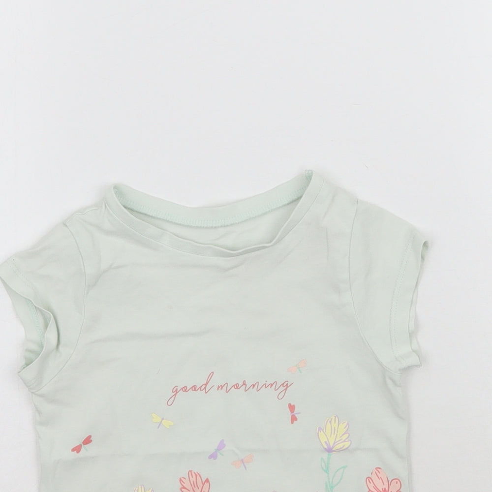 George Girls Green   Basic T-Shirt Size 2-3 Years  - Good Morning