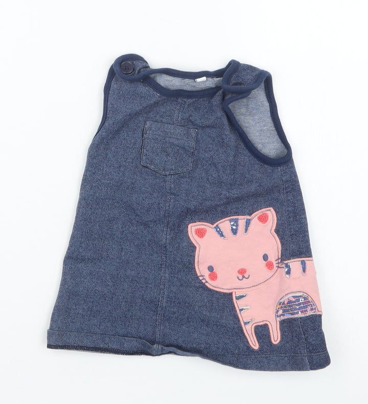 Blue Zoo Girls Blue Pinafore/Dungaree Dress Size 3-6 Months