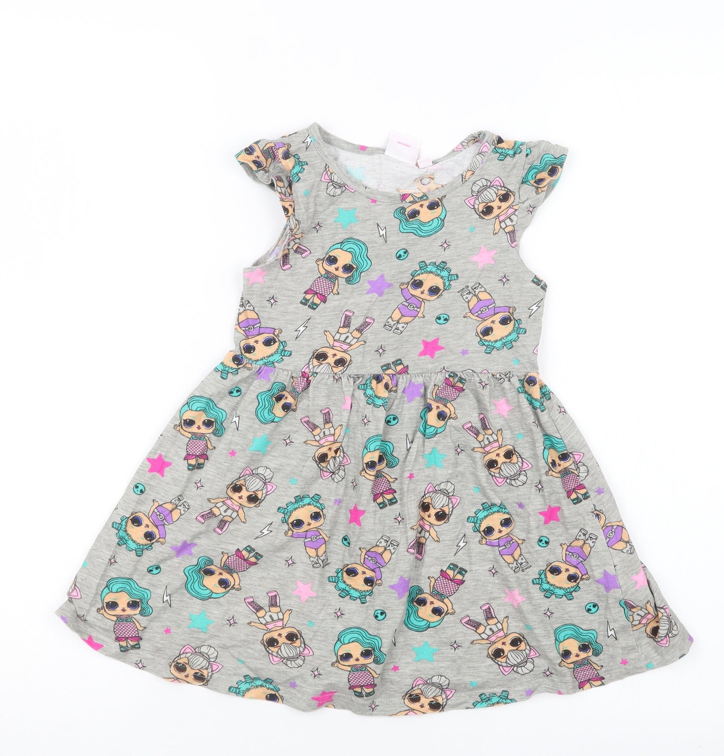 Primark Girls Grey Geometric  T-Shirt Dress  Size 4-5 Years