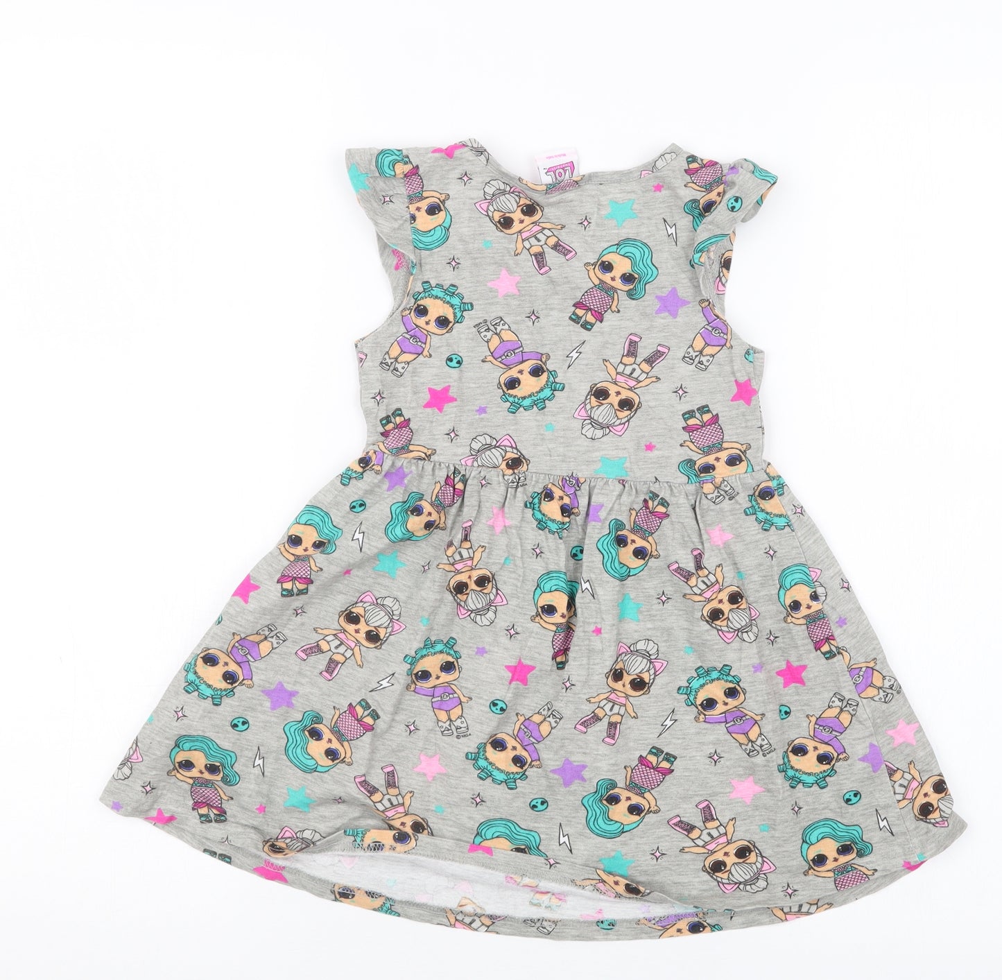 Primark Girls Grey Geometric  T-Shirt Dress  Size 4-5 Years