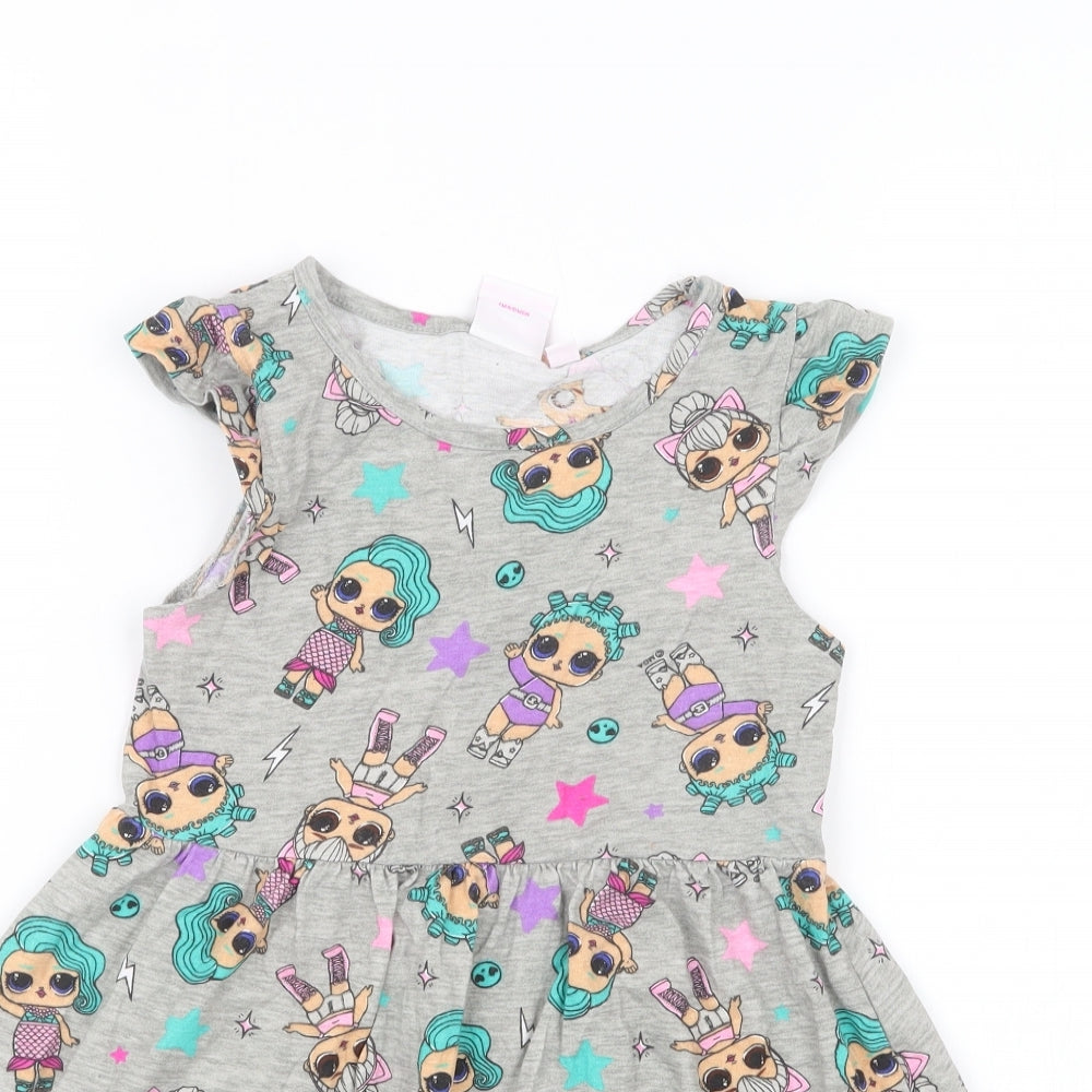 Primark Girls Grey Geometric  T-Shirt Dress  Size 4-5 Years