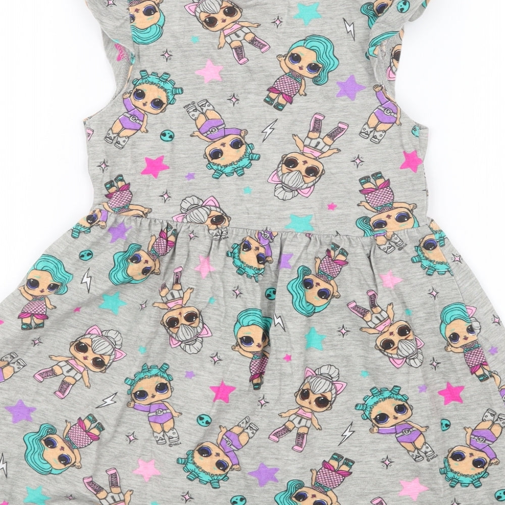 Primark Girls Grey Geometric  T-Shirt Dress  Size 4-5 Years