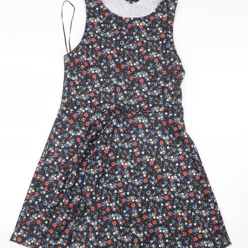 New Look Womens Black Floral  A-Line  Size 12